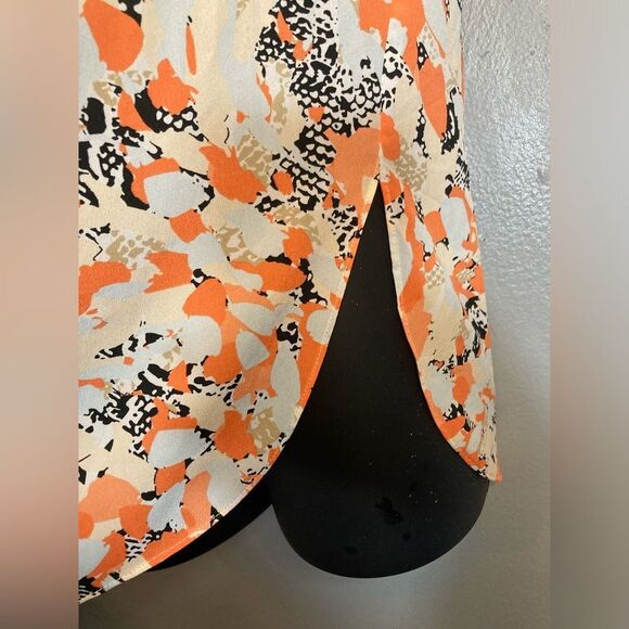 DKNY orange/black floral chiffon sleeveless blouse - Picture 4 of 7